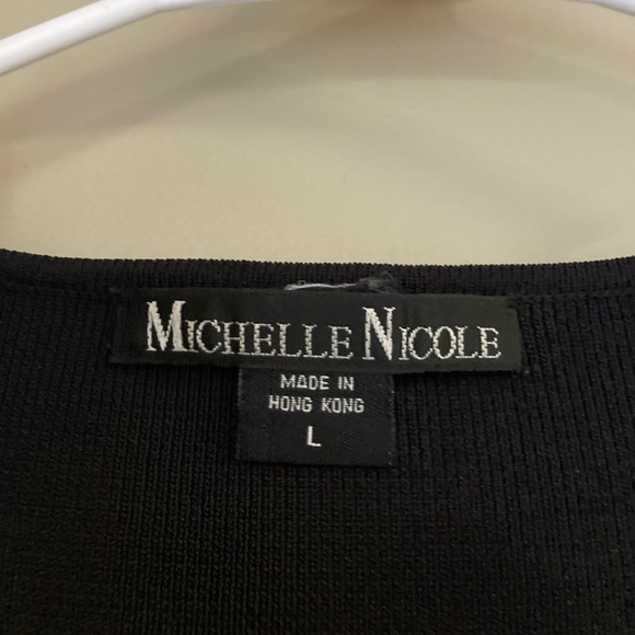 Vintage Michelle Nicole Black Stripe Cardigan Sweater L - Picture 6 of 6